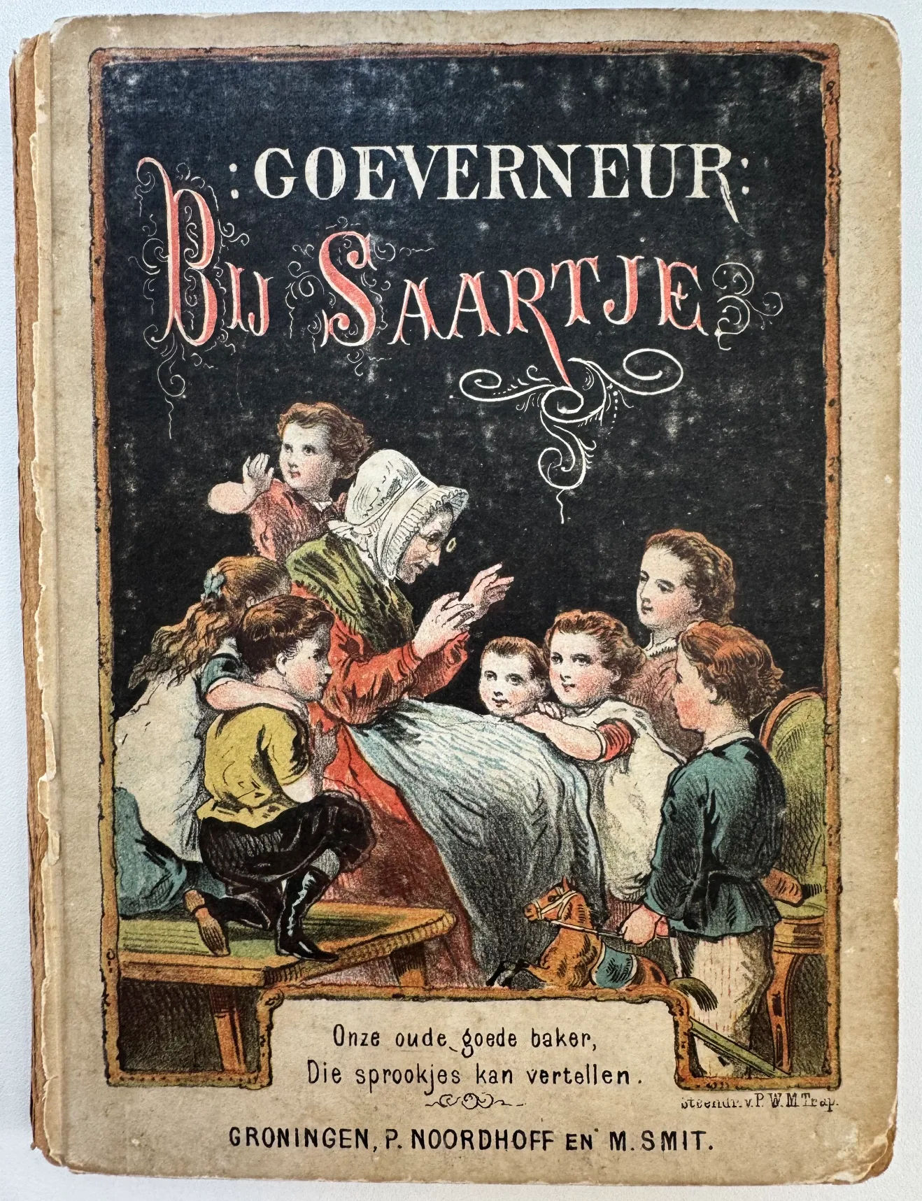 Afbeelding van de boekband van het boek "Bij Saartje", door J.J.A. Goeverneur.